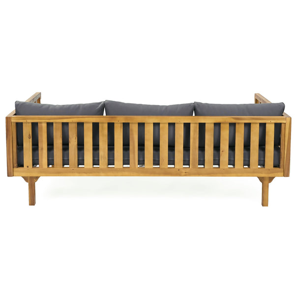 English Elm Christopher Knight Home® - Claremont 3-Seater Daybed - Elegant Dark Gray Acacia Wood Frame With Water-Resistant Cushions N770P205537A