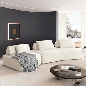 English Elm 139" Oversized Modular Chenille Sectional with Removable Backs and Deep Cloud Seating W3219S00011