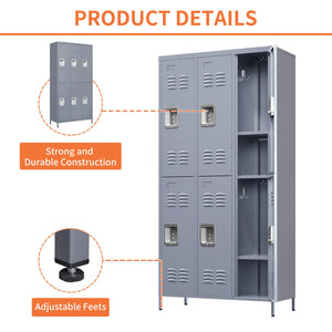 English Elm 6 Door 72"H Metal Lockers with Locking Compartments, Durable Steel Storage Cabinet for Gym Office School Home Garage T2398P151998