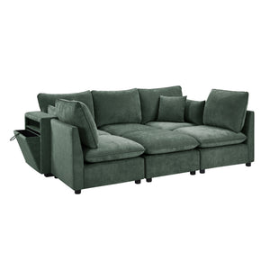 English Elm Swivel Barrel Accent Chair Chenille Tufted Round Club Seat for Living Room Lounge Green N719S002300F