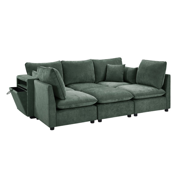 English Elm Swivel Barrel Accent Chair Chenille Tufted Round Club Seat for Living Room Lounge Green N719S002300F