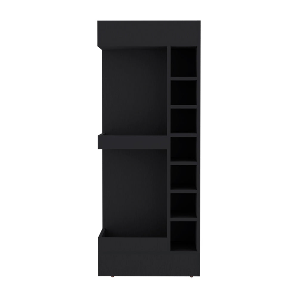 English Elm Glen Glen Lyon Bar Cabinet Corner-Friendly Black Engineered Wood Wine Storage with Shelves & Easy Assembly B092P269909