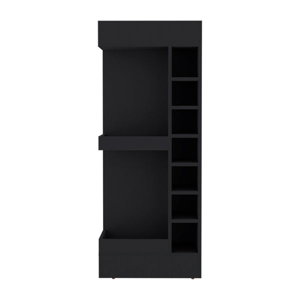 English Elm Glen Glen Lyon Bar Cabinet Corner-Friendly Black Engineered Wood Wine Storage with Shelves & Easy Assembly B092P269909