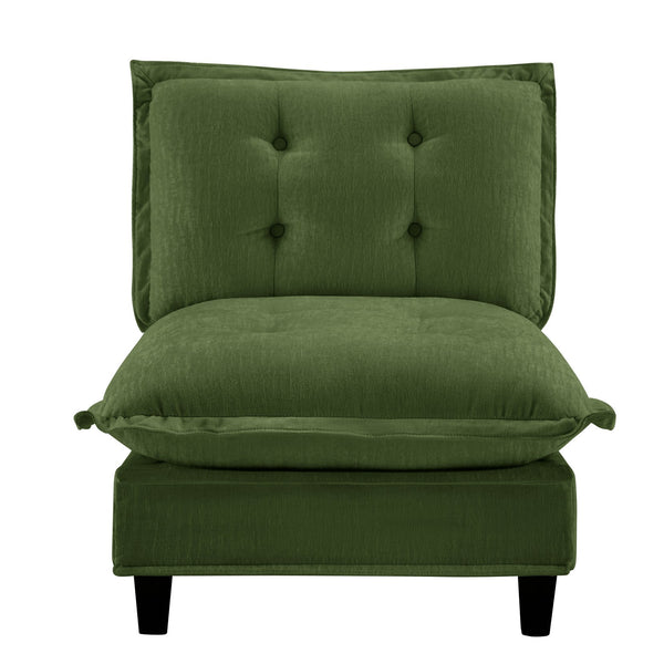 English Elm 73 Armless Chenille Modular Sofa Flexible Reconfigurable Seating for Modern Living Rooms Green W714P448384