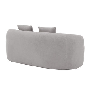 English Elm Grey Curved Loveseat Sofa with Round Armrest, Plush Foam+Spring Comfort, 2 Pillows, No Assembly W3612P332453
