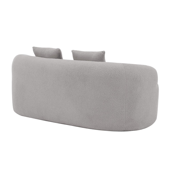 English Elm Grey Curved Loveseat Sofa with Round Armrest, Plush Foam+Spring Comfort, 2 Pillows, No Assembly W3612P332453