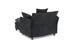 English Elm 39.4" Chenille Club Chair with Ottoman Solid Wood Frame for Living Room or Bedroom Black W3244P392667