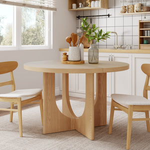 English Elm Christopher Knight Home® - 48" Round Dining Table - Farmhouse Charm, Solid Wood Construction, Space-Saving For Cozy Dining Spaces N771P240935K