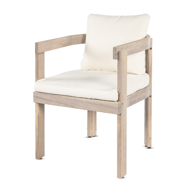 English Elm 7 Piece Solid Acacia Hardwood Extendable Outdoor Dining Set with Cream Cushioned Chairs Light White,Teak 60322.00_N762P380633K6