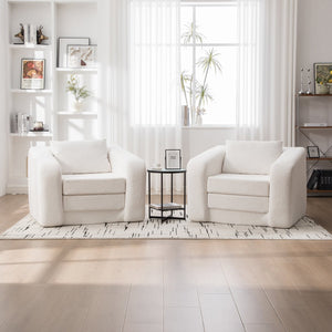 English Elm 40" Chenille Cloud Floor Chair Convertible Sleeper Sofa Lounge for Dorm Apartment Bedroom Ivory W3118P388895