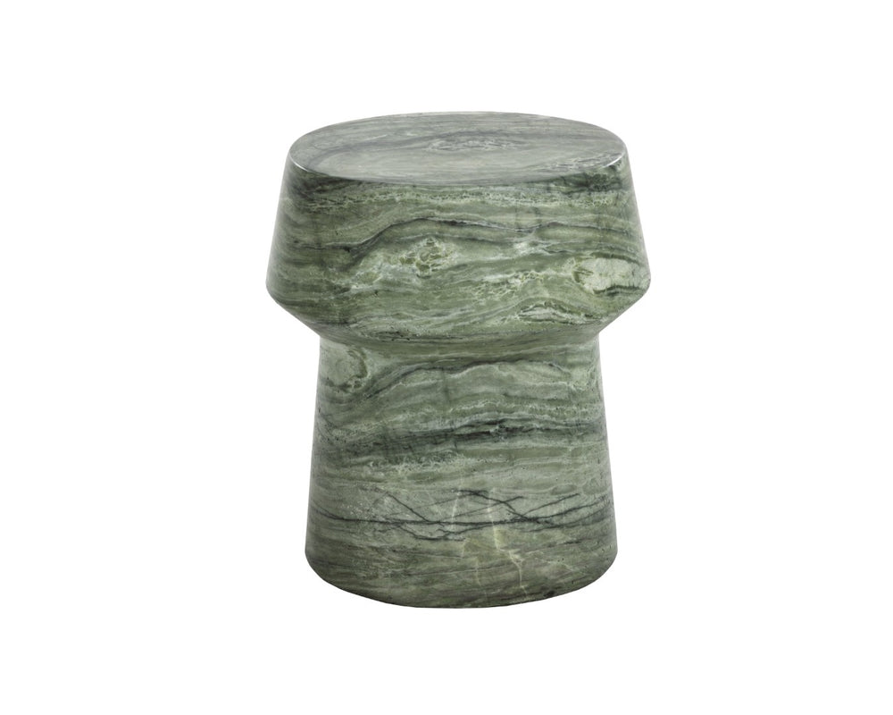 Sunpan BRIE End Table - Elegant Sage Marble Look Pedestal Accent for Indoor & Outdoor Spaces, Durable Design 112581