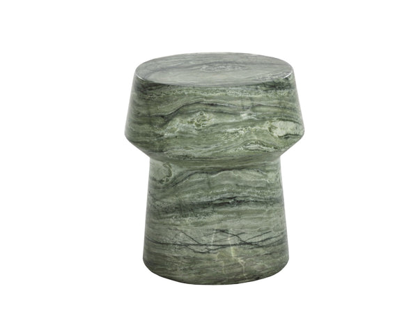 Sunpan BRIE End Table - Elegant Sage Marble Look Pedestal Accent for Indoor & Outdoor Spaces, Durable Design 112581