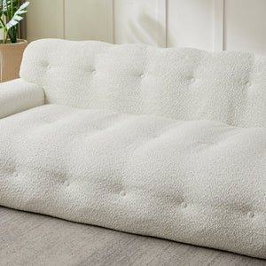 English Elm [video]87.4-inch Cloud Series Chenille Three-seater Sofa with Tufted Square Arms for Living Rooms White W3505P383948