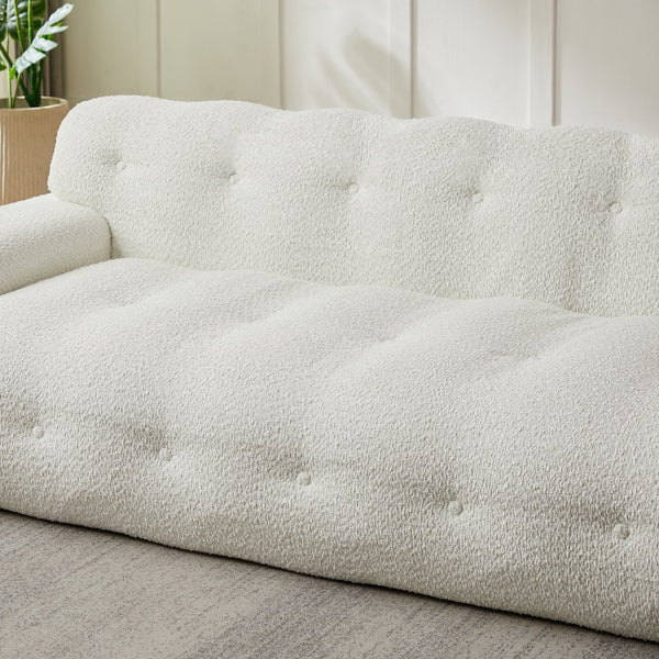 English Elm [video]87.4-inch Cloud Series Chenille Three-seater Sofa with Tufted Square Arms for Living Rooms White W3505P383948