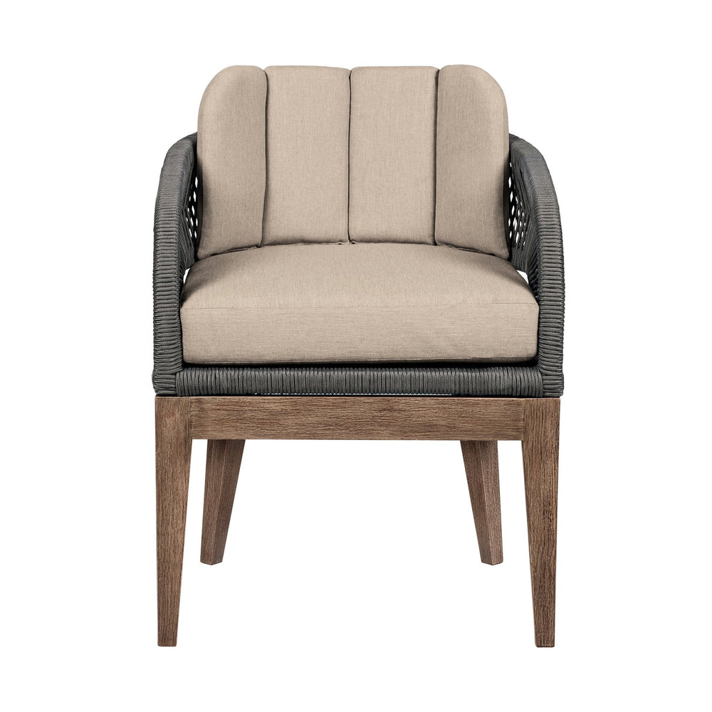 English Elm Orbit Outdoor Eucalyptus Hardwood Dining Chair with Woven Rope and Olefin Cushions B2736P464824