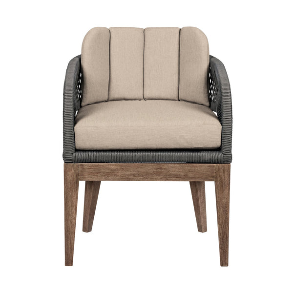 English Elm Orbit Outdoor Eucalyptus Hardwood Dining Chair with Woven Rope and Olefin Cushions B2736P464824