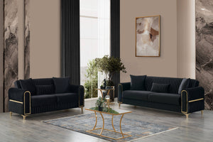 English Elm Melody Modern Velvet Upholstered 3-Piece Living Room Set: Sofa, Loveseat & Chair With Sleeper Function B009S01956