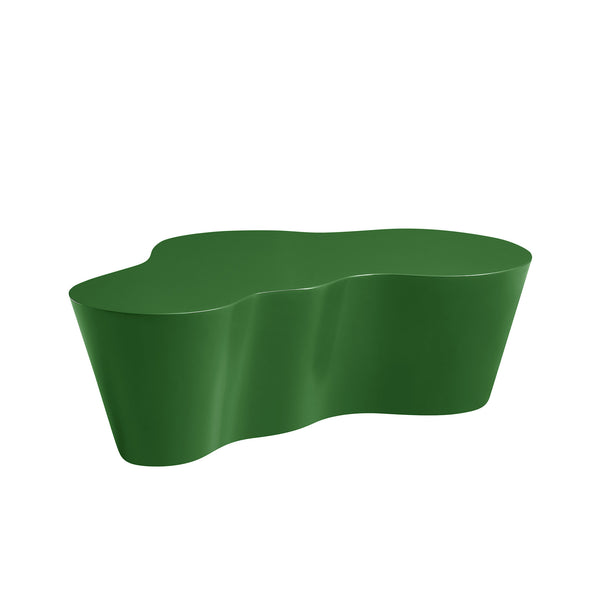English Elm 50 Inch Sculptural Fiberglass Coffee Table Ready to Use Focal Point for Modern Living Rooms Green W876P452391