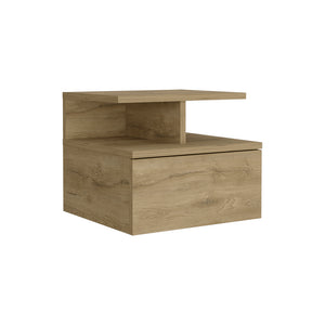 English Elm Adele Floating Nightstand Wall-Mounted with Drawer and Open Shelves for Modern Small Spaces Beige 18 L x 17 W x 4 H B200P188831