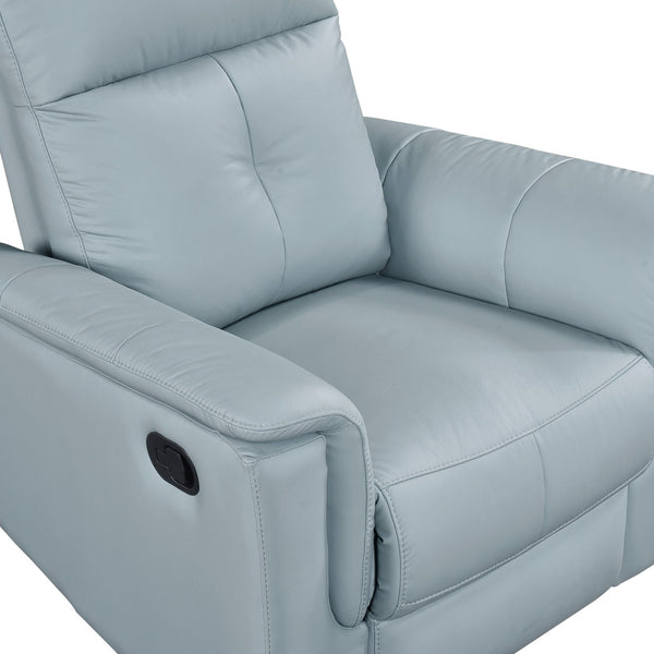 English Elm Blue Leather Swivel Glider Recliner Chair - Top Grain Match Leather, Plush Padding, 360° Comfort Recliner B011P329276