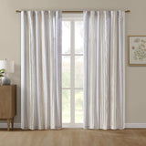 Madison Park Samara  Poly Printed Curtain Panel with Tufted Stripe and Lining MP40-8461 White/Brown