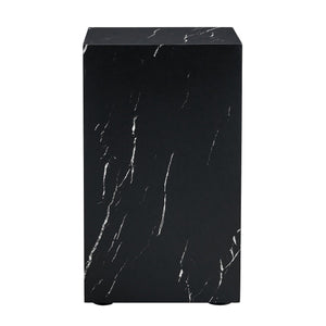 English Elm 11.8*11.8*19.6 Black Marble Texture MDF Coffee Table — Luxurious, No-Assembly Side Table for Living Rooms W1151P218681