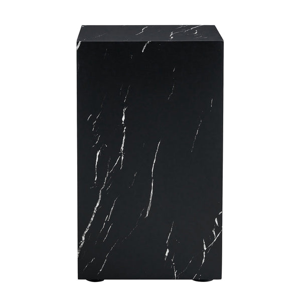 English Elm 11.8*11.8*19.6 Black Marble Texture MDF Coffee Table — Luxurious, No-Assembly Side Table for Living Rooms W1151P218681