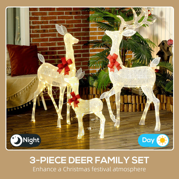 English Elm Outsunny Silver Led Reindeer Family Trio Outdoor Holiday Lawn Decor with Dual Light W2225P249609