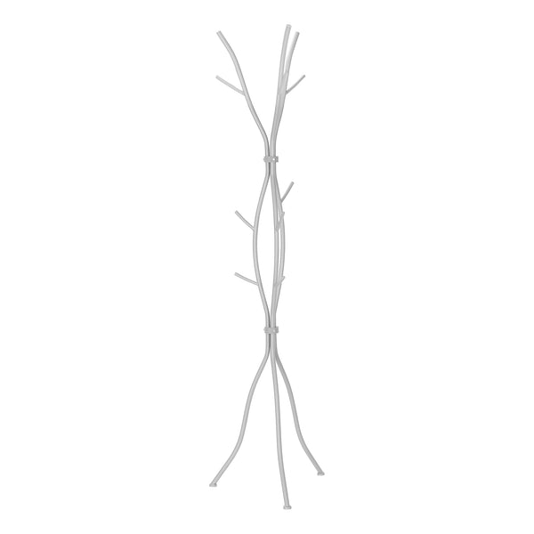 English Elm Coat Silver Hammered Metal Hall Tree with 11 Hooks, Tree-Branch Design, Tripod Base, 74"H Stylish B2710P218926