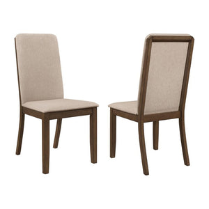 English Elm Set Of 2 Comfort-Enhanced Upholstered Dining Chairs In Soft Latte Twill With Medium Walnut Frame B016P223164-GIGA