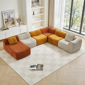 English Elm Modular Teddy Fleece Cloud Sectional Legless Sofa for Living Room Apartment W1765S00128