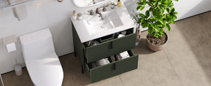 English Elm Christopher Knight Home® - 30" Fluted Bathroom Vanity With Ceramic Sink, Soft-Close Drawers & Elevated Legs For Modern Style N817P295761G
