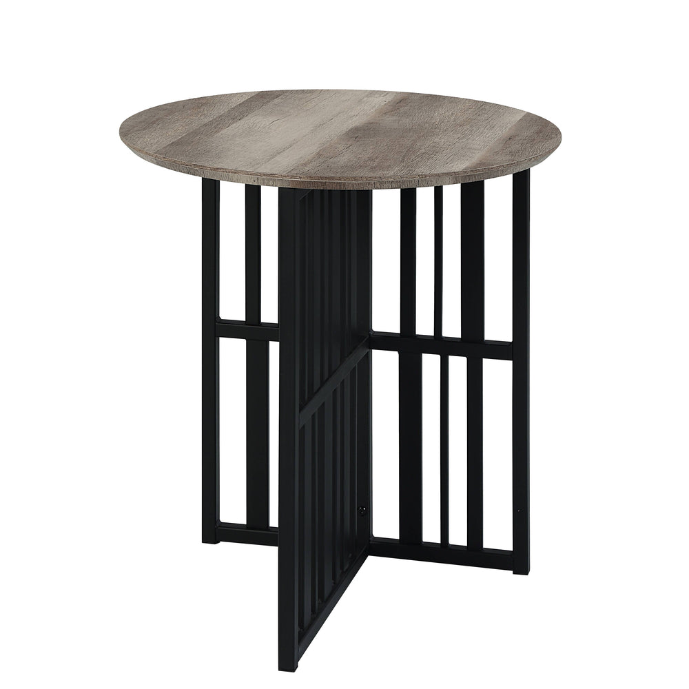 English Elm Antique Oval End Table With Black Metal Base - Vintage Charm Meets Modern Stability For Any Space B062P209140