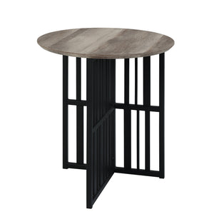 English Elm Antique Oval End Table With Black Metal Base - Vintage Charm Meets Modern Stability For Any Space B062P209140