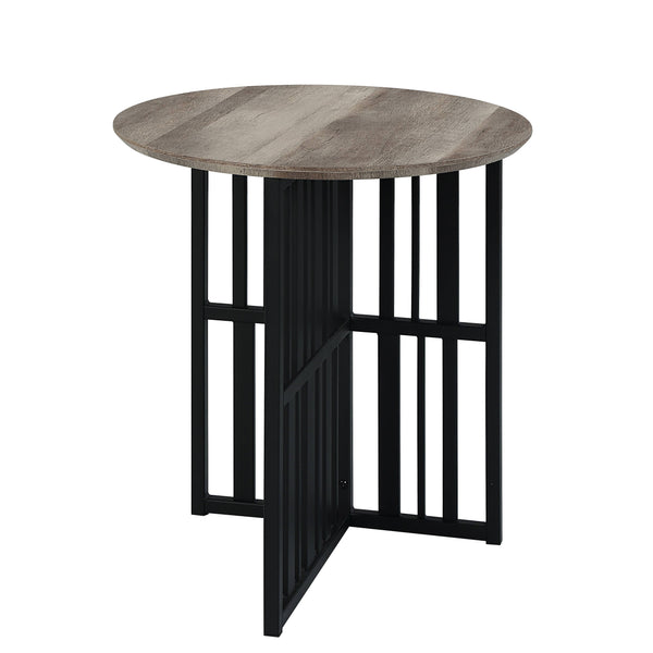 English Elm Antique Oval End Table With Black Metal Base - Vintage Charm Meets Modern Stability For Any Space B062P209140