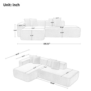 English Elm Luxurious Modular Sectional Couch - Cozy Lambswool Fabric L-Shape Sofa With Chaise! W1765S00071-GIGA