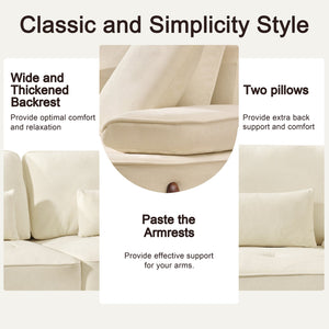 English Elm 103 Luxurious Cloud Velvet Sofa with High-Elastic Sponge Cushion, Deep-Seated Comfort for Living Spaces Beige W2290S00008