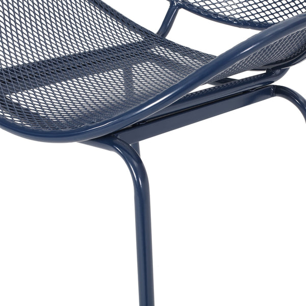 English Elm Christopher Knight Home® - ELBA Modern Mesh Shell Chat Set with Powder-Coated Iron Frame, Retro Minimal Outdoor Seating Navy Blue N775P250740N