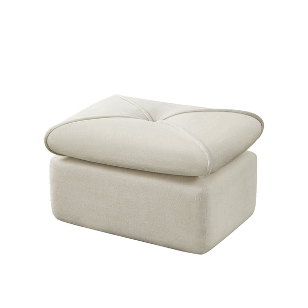 English Elm Compressed Lounge Chair with Ottoman - Space-Saving Chenille Upholstered Sofa, High-Density Foam Comfort Beige W1036P251827