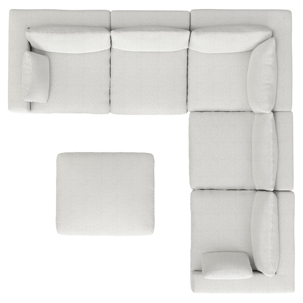 English Elm Jasmine Cloud Grey Corner Sectional Sofa & Ottoman — Handcrafted Performance Fabric, Reversible Cushions (96) B136P199246