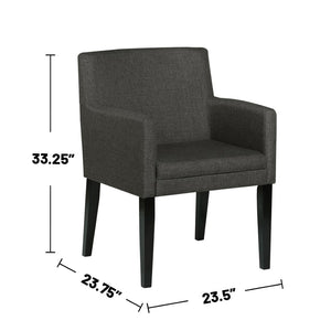 English Elm Set Of 2 Charcoal Grey Upholstered Dining Arm Chairs For Stylish Comfort And Modern Elegance B016P227286-GIGA