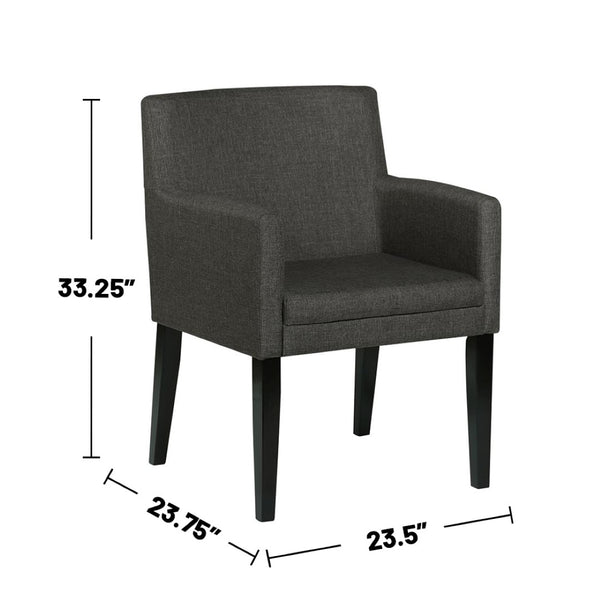 English Elm Set Of 2 Charcoal Grey Upholstered Dining Arm Chairs For Stylish Comfort And Modern Elegance B016P227286-GIGA