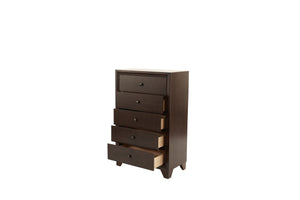 English Elm Modern Five Drawer Chest in Warm Brown Rubberwood Build with Knob Hardware Bedroom B011P448738