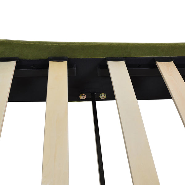 English Elm Jennifer Taylor Home - Aspen Modern Platform Bed Set In Olive Green Velvet - Vertical Tufted Headboard, Queen Size Comfort B2719P238512