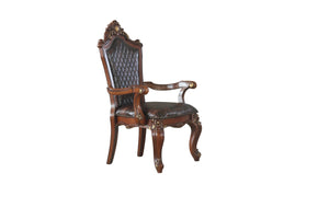 English Elm Picardy Button Tufted Pu Leather Arm Chairs Set of 2 with Queen Anne Carved Frame B2726P462330