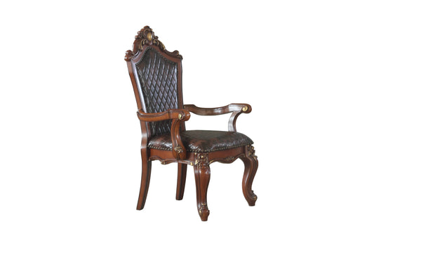 English Elm Picardy Button Tufted Pu Leather Arm Chairs Set of 2 with Queen Anne Carved Frame B2726P462330