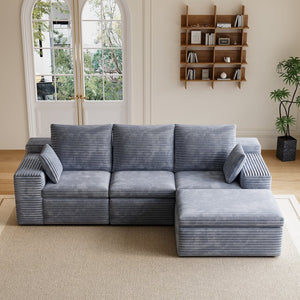 English Elm U Shaped Modular Corduroy Sectional with Cloud Foam Seating for Modern Living Rooms W1825S00025