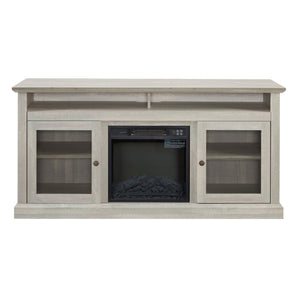 English Elm Contemporary Stone Gray Media Console with Electric Fireplace Insert for Living Rooms W2275S00042