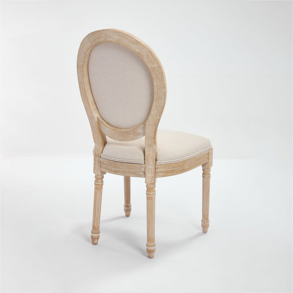 English Elm French Country Dining Chairs Set Of 2 - Elegant Upholstered Round Back Design For Versatile Use W3426P324272