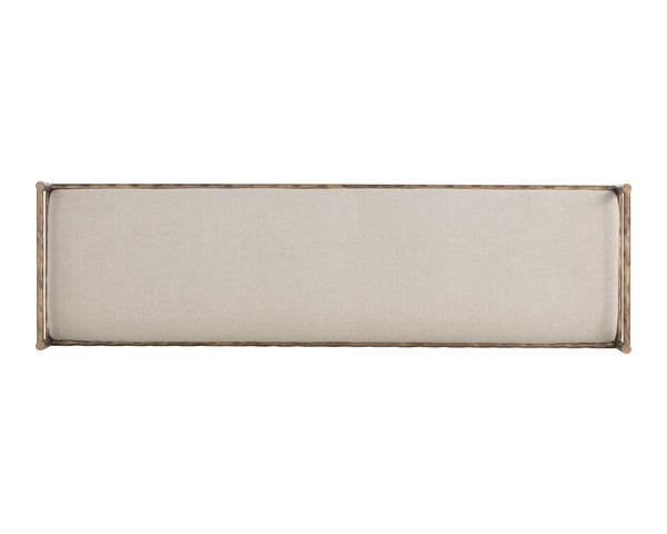 Sunpan Esai Bench - Exquisite Performance Fabric and Antique Brass Frame for Elegant Indoor/Outdoor Style Zenith Taupe Grey